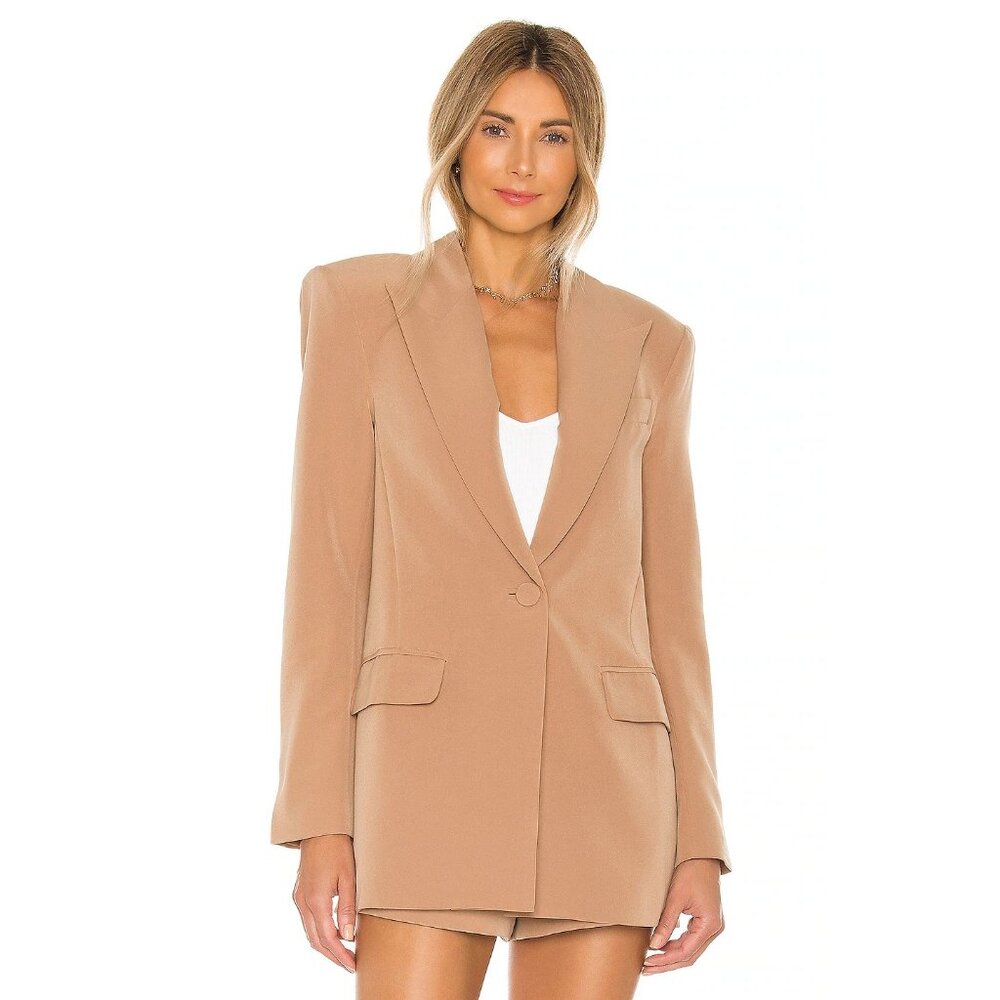 Camila Coelho Morena Blazer Jacket Nude Toffee Brown - Picture 2 of 5